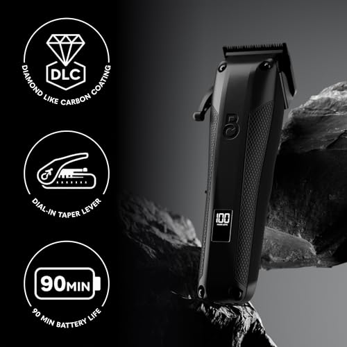 Image of The Beard Club Pro Beard Trimmer for Men - Professional Men's Hair Trimmer for Barbers - Electric Cordless Rechargeable High Power 13,000 RPM - 10 Guides - Taper Lever - Diamond Like Carbon Blades