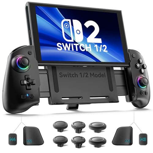 Image of OIVO VGA DESIGN Switch Controller Handheld for 1 /2 /OLED, Ergonomic Grip Stretch Joypad for SW Console, Wireless Controller with TMR Joysticks, RGB Lighting, Turbo, 4 Macros & Card Slot