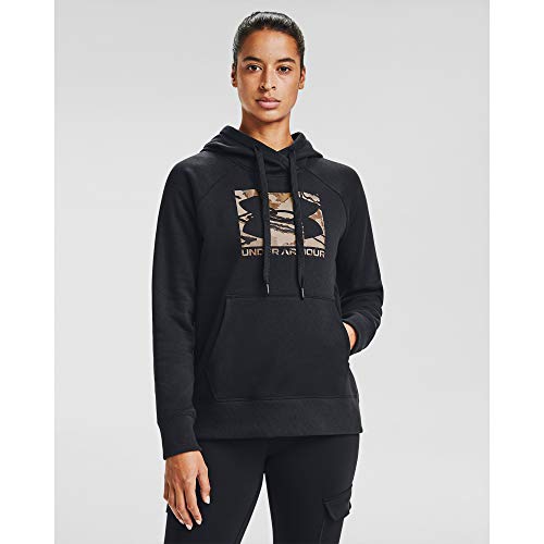 Under Armour Women's Rival Fleece Hoodie , Black (001)/Ua Barren Camo , Medium