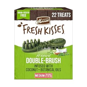 Merrick Fresh Kisses Natural Dental Chews Infused With Coconut And Botanical Oils For Medium Dogs 25-50 Lbs – 22 ct. Box