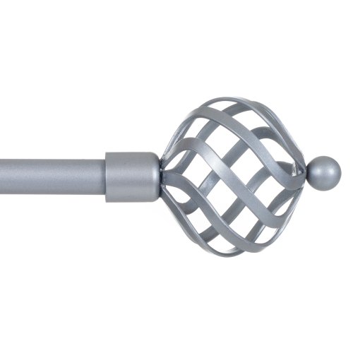 Lavish Home Twisted Sphere Curtain Rod 3/4 inch - Silver