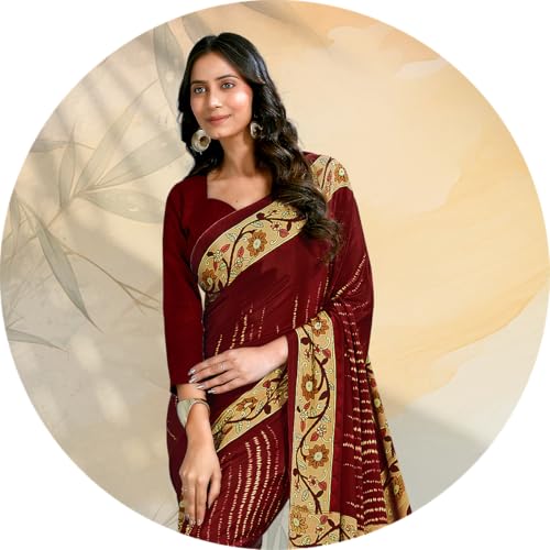 Image of Jaanvi fashion Women's Crepe Silk Saree with Unstitched Blouse Piece | Soft Lightweight Traditional Ethnic Wear Saree for Party, Wedding, Festival