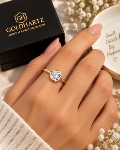 Image of 925 Sterling Silver 18K Gold Plated Birthstone 2 Ct Solitaire Natural Gemstone Ring for Women | Fine Jewelry Gift for Wife, Girlfriend, Sister, Birthday, Anniversary, Rakhi, Rakshabandhan, Valentine's
