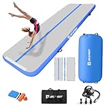 AKSPORT Airtrack mit Air Roll Aufblasbar Gymnastikmatte Turnmatte Air Tracking Matte 3m mit rolle mit Luftpumpe für Hause/Yoga/Cheerleading/Tumbling/Rückwärtsbeugen