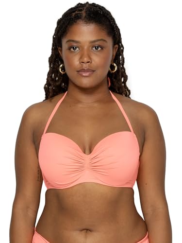 Smart & Sexy Women's Swim Secret Halter Bikini Top, Peach Luster, 38DD