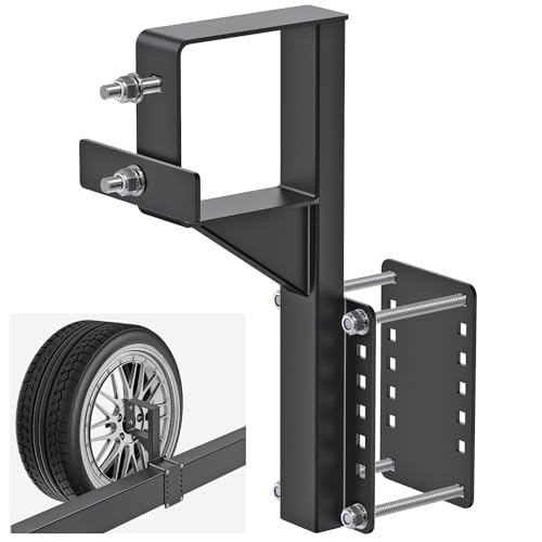 SELEWARE Heavy Duty Trailer Spare Tire Carrier Bolt-On Steel Spare Tire Mount Bracket for 15 & 16 Wheels Fits Utility Camper RV Trailers (Tongue Under 6x4) Holds Up to 160 LBS