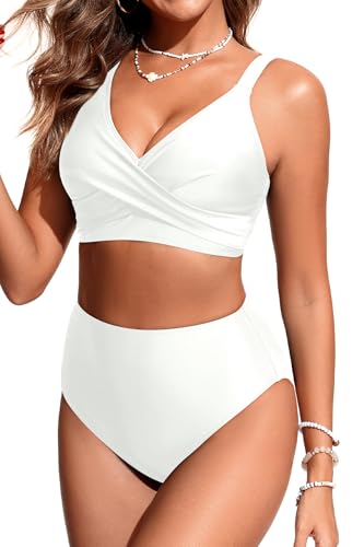 Aqua Eve Women's High Waisted Bikini Set Two Piece Tummy Control Swimsuits High Cut Bathing Suits 20254