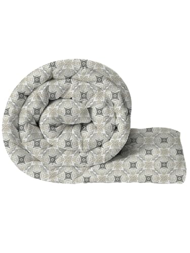Image of HOMEKART 220 GSM Premium Reversible Microfiber AC Comforter for Single Bed | Soft, Lightweight & Breathable All-Season 3-Layer Quilted Blanket (150 cm x 225 cm, Floral, Grey & White)