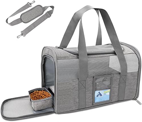Refrze Large Pet Carrier for 2 Cats Large Cats, Dog Carrier for Medium Dogs, Soft Pet Carrier of 25 Lbs, Grey