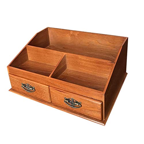 Preisvergleich Produktbild MMMP Kosmetische Aufbewahrungsbehälter-Schublade Aus Holz Haushalts Dressing Desktop-Hautpflege-Aufbewahrungsbehä... (Farbe: Gelb, Größe: 31x23x13.5CM)