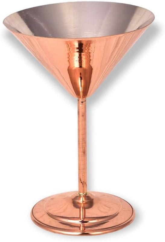 SODEF Copper Martini Glass, Cocktail Cup, 8.5 fl oz, Metal Finish, Hand Washable, Turkish Craftsmanship, Single Piece - Copper, One Size