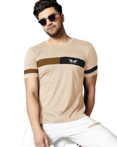 Image of Noble Monk Men Regular Fit T-Shirt | Round Neck | Half Sleeve | Self Design | Casual T Shirt for Men