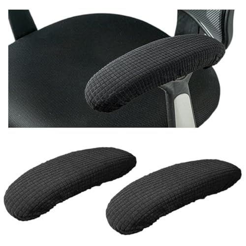 MIRKUZI Fundas para reposabrazos de sillas de oficina 2 fundas para reposabrazos de silla de oficina, funda protectora para reposabrazos de silla de oficina, funda elástica para reposabrazos (negro)