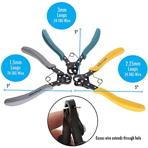 The Beadsmith 1-Step Combo Pack - 1.5Mm, 2.25Mm & 3Mm Looper Pliers - 24-18G Craft Wire - Instantly Create Consistent Loops For Rosaries, Earrings, Bracelets, Necklaces & Wire Jewelry In One Step #TOP3