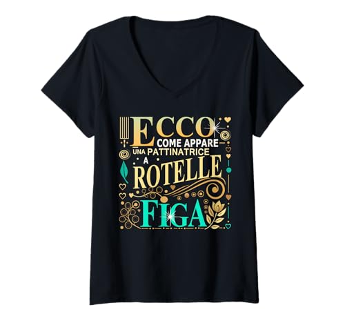 Womens Pattinatrice a Rotelle Figa Idee Regalo Pattinatrice Rotelle V-Neck T-Shirt