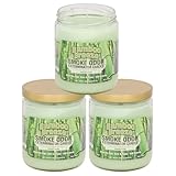 Smoke Odor Exterminator 13 oz Jar Candles Bamboo Breeze, (3) Set of Three Candles.