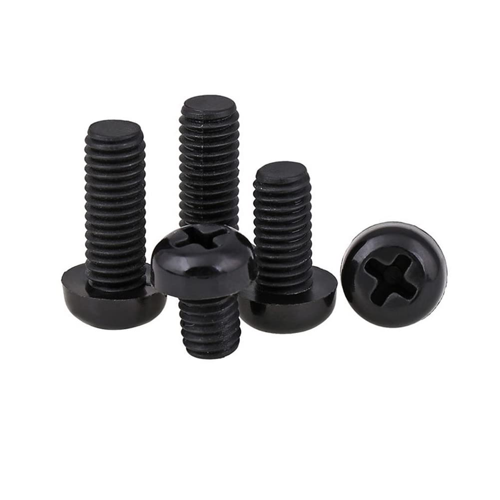 Vite a Testa Tonda Phillips Vite in Nylon Nero Vite Isolata in Plastica, M3x15 mm,100 pezzi