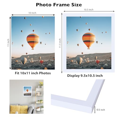 Image of JCJMY 10x11 Picture Frame White for Wall Hanging, Wall Mounting Horizontally or Vertically, 10 x 11 Wall Gallery Poster Photo Frame with Shatter Resistant Plexiglass, White