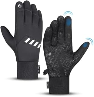 LERWAY Winter Warm Gloves for Men and Women, Thermal Touchscreen Gloves with Anti-Slip Silicone Patterns, Waterproof and Windproof Black Gloves For Running, Cycling, Hiking,Driving,Skiing