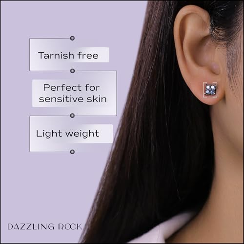 Dazzlingrock Collection 0.55 Carat (ctw) Round Blue Diamond 6mm Square Shaped Hip Hop Iced Out Studs in Black Plated Sterling Silver, Unisex Design Ladies, Mens Real Diamond Earrings2