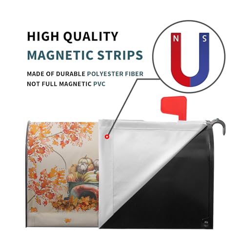 Image of Hello Fall Magnetic Mailbox Cover - Standard Size 18 inchx21 inch Thanksgiving Truck Pumpkins Autumn Harvest Mailbox Wraps - Post Letter Box Decorations for Outside Home Garden Yard