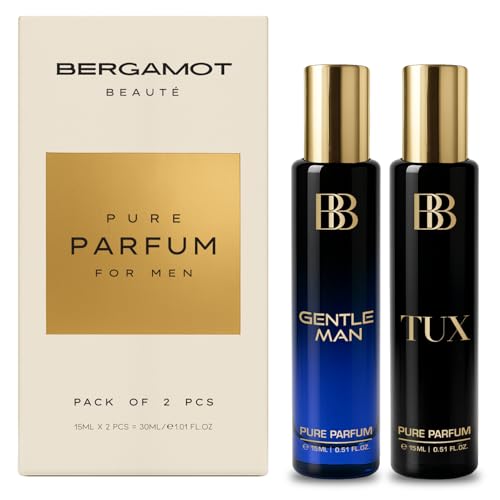 Image of Bergamot Beaute Gentleman & Tux Perfume Luxury Gift Set for Men Long Lasting Combo With Amber Musk & Leather 2 x 15 ml Travel Friendly | Perfume For Man