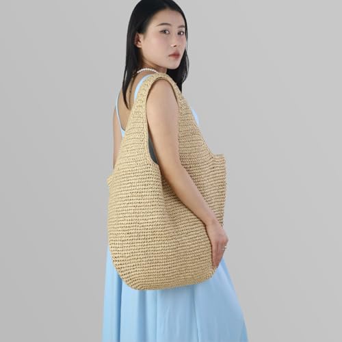 Bolso de playa tejido grande para mujer miniatura 6