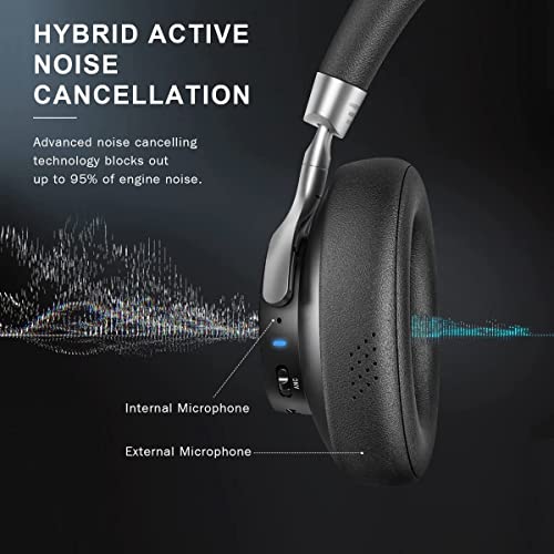 Bluetooth Headphones Over Ear, 50H Playtime Wireless Active Noise Cancelling Headphones with Built-in Mic, HiFi Stereo Sound with 4 EQ Music Modes, Support Voice Assistant - Black - Image 4