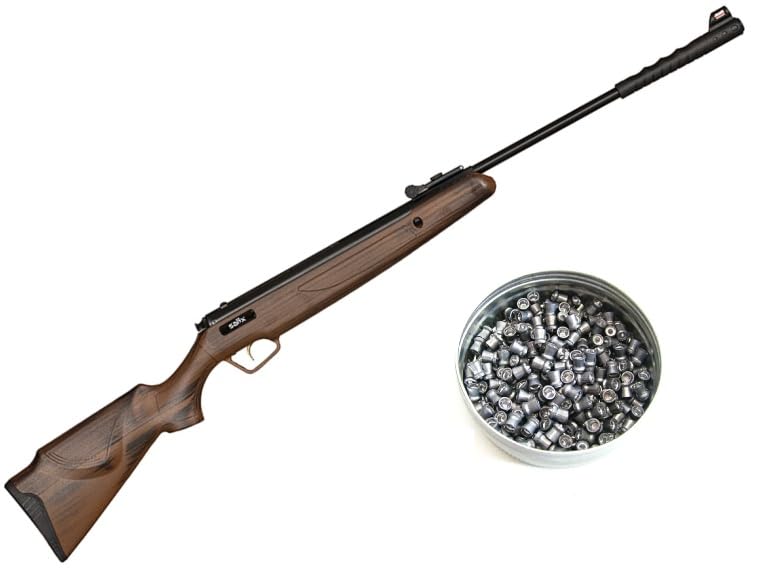 Spring Powered Air Pellet Gun 5.5mm Break Barrel Wood Style Finish Airgun W/ 200 Pellets