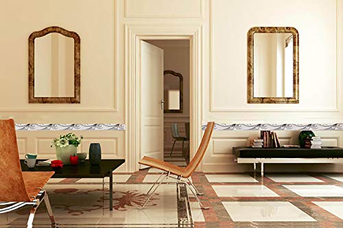 Dundee Deco Bd5019 Peel And Stick Abstract Grey Scrolls Wallpaper Border Retro Design, Roll 33 Ft. X 2 In. (10M X 5Cm), Self Adhesive #TOP1