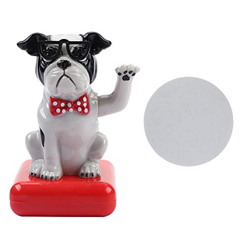 Gsycle 2PCS Car Ornament, Solar Powered Swing Dog Decors Dog Sculpture Dashboard Decorations for Home Car Office Desk (Black White)(White and Black)