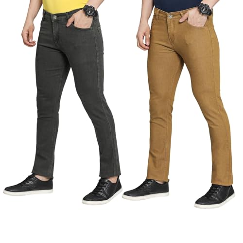 Image of DAIS Men's Stretchable Slim Fit Mid Rise Jeans, Pack of 2, (Combo of 2 Jeans)
