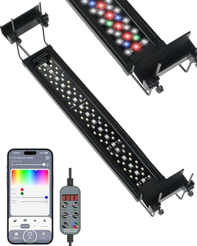 Image of Pawfly Aquarium Light for Plants, 19 W Bluetooth Fish Tank Light, Full Spectrum Aquarium Lights for 18 inch-24 inch Fish Tanks, Extendable 24 /7 LED Lights with Timer Modes & Adjustable Brightness