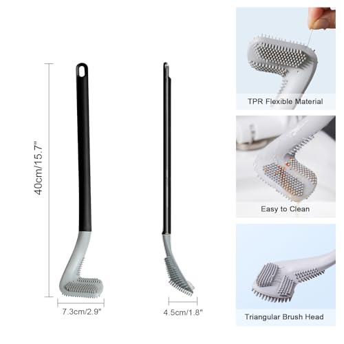 Image of Golf Toilet Brush, Toilet Cleaning Brush, Flexible Bendable Silicone Long Handled Toilet Brush, 360 Deep Toilet Bowl Cleaning Brush,Quick Drying Toilet Brush for Bathroom with a Hook (Black)