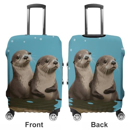 Cute Otters Printed Luggage Cover Protector, Fits 18-32 Inch Luggage3
