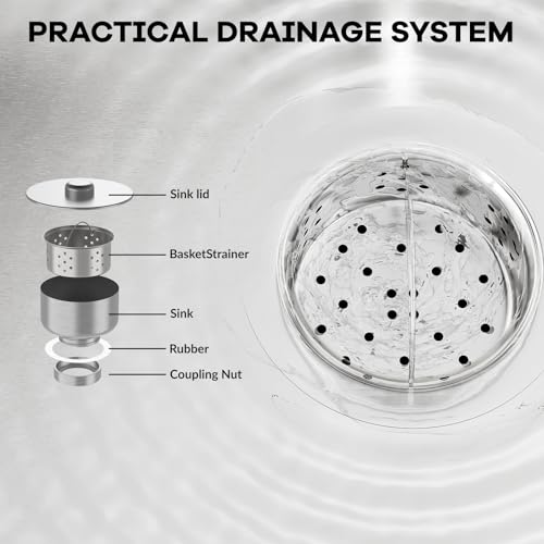 47 Inch Stainless Steel Utility Sink, Free Standing Single Bowl Commercial Sink with Faucet, Cold & Hot Water Pipe, Storage Shelf and Drain Kit, for Kitchen, Bathroom, Laundry Room, Garage by EliteEdge - Image 6