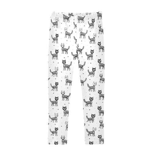 Girls' Athletic Leggings Ankle Length Yoga Dance Pants Kids Teen 4T Skull Cat Love