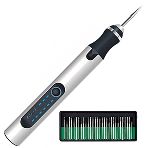 Satohom Grabado Pluma Kit de Herramientas de Grabado Eléctrico Recargable por USB Grabador Eléctrico Pluma Tallado Para Metal Madera Vidrio Piedra Cerámica Joyería Uñas DIY Tallar