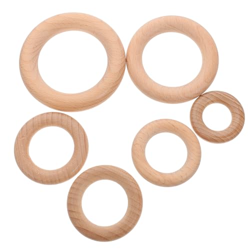 Abaodam 6pcs Molar Wooden Circle Newborn Wood Ring Teething Wood Ring Unfinished Wood Ring Infant Wood Ring Newborn Teether Wood Ring Wood Ring Circles Log Pendant Beech Baby
