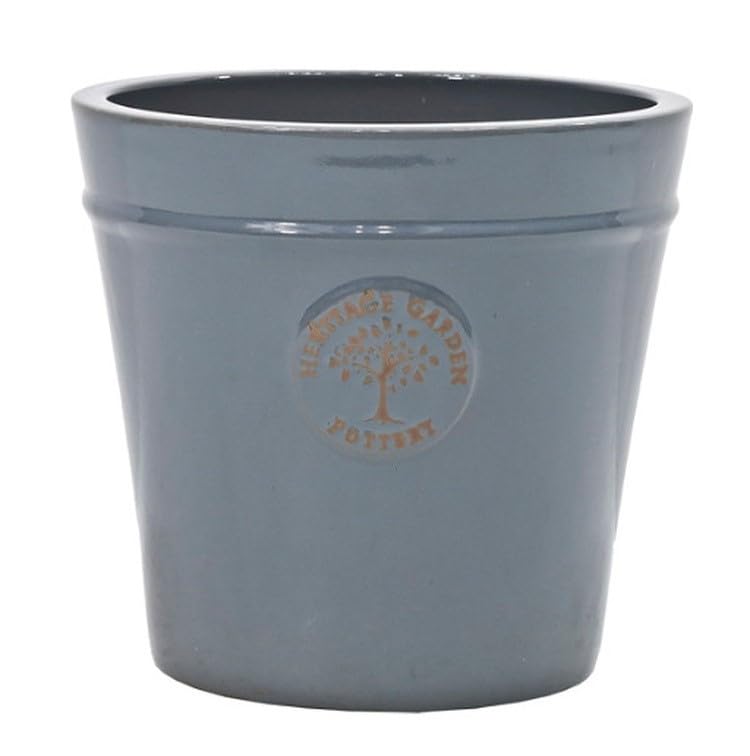 Medium 27cm Stone Blue Heritage Garden Ceramic Conical Planter Plant Flower Pot - Frost Proof