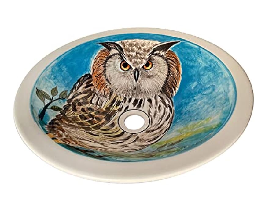 Owl Washbasin, Bathroom Vanity Vessel Sink, Half Bathroom Sink, Pottery Round Decorative Sink, Ceramic Bathroom Decor, Bathroom Remodeling