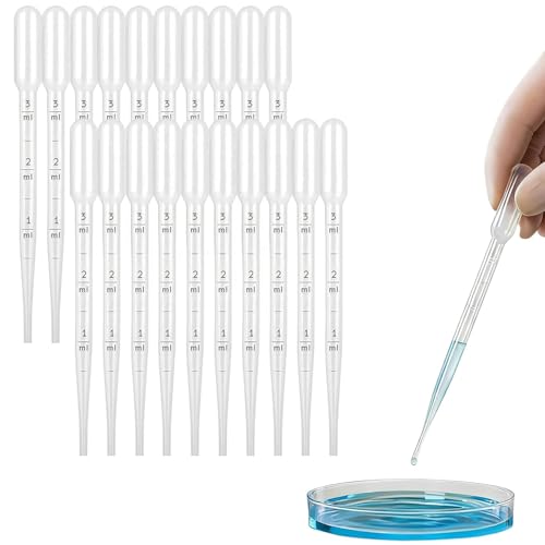 Mailfull Lot de 100 pipettes jetables en plastique avec graduation, pour laboratoire, enfants et bricolage, science, cosmétiques (3 ml)