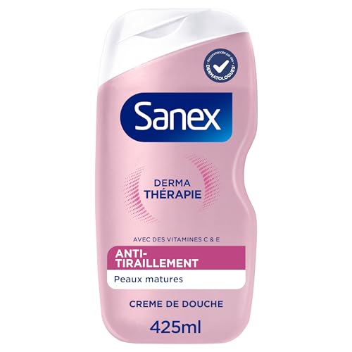 SANEX Derma Thérapie Crème de douche anti-tiraillements |peaux matures |aide à réparer les peaux squameuses et à réduire les tiraillements |complexe...