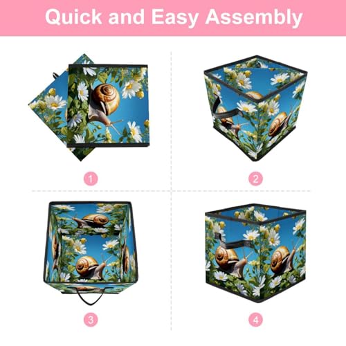 Boîte de rangement pliable dressing panier tissu enfant escargot - 7