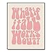 ZEARPT What If It All Works Out Print, Self Care Wall Art, Daily Affirmation, Self Care Gallery, Pink Retro Wall Decor, Positive Thinking, Daily Mindset Reminder, Girls Dorm Decor, Unframed