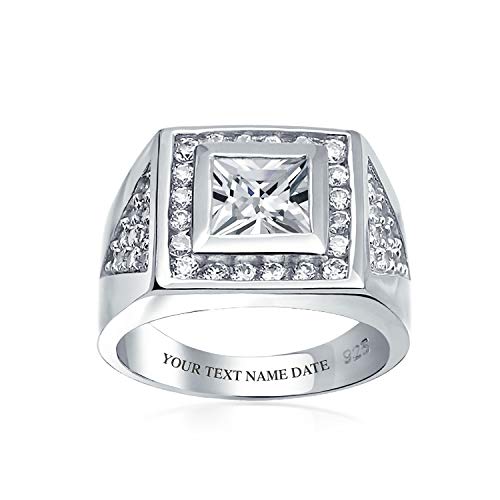 Bague .925 argent sterling personnalisable grande taille 6Ct Cz