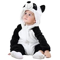 Hilmocho Baby Hooded Romper Unisex Animal Cartoon Onesies Jumpsuit Costume Soft Warm Flannel Playsuit Pajamas Outfit for Boys Girls