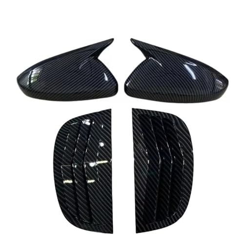 Coques Rétroviseurs Pour Peugeot 208 2018-2024 Cache Noir Brillant Style Carbon Set