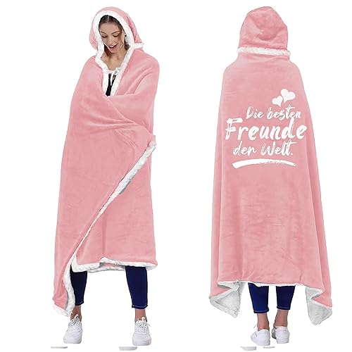 Geschenke für Freunde Decke mit ärmeln, Kuscheldecke mit ärmeln, Beste Freunde der Welt Hoodie Blanket, Geschenk für Freunde Weihnachten Abschluss Geburtstagsgeschenk