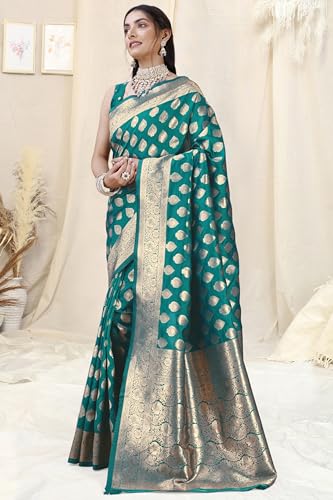 Image of MIRCHI FASHION Women Saree | Banarasi Silk Woven Design Daily Regular Use Sari with Blouse